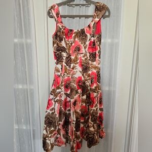 Maggy London Floral Dress - Pink, Brown, Cream